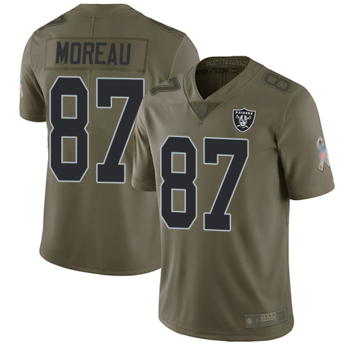 Men Oakland Raiders Limited Olive Foster Moreau Jersey NFL Football #87 2017 Salute to Service Jersey->oakland raiders->NFL Jersey